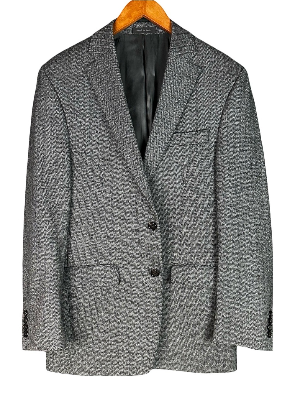 Lauren by Ralph Lauren Wool Herringbone Grey and Black Suit Jacket 38R